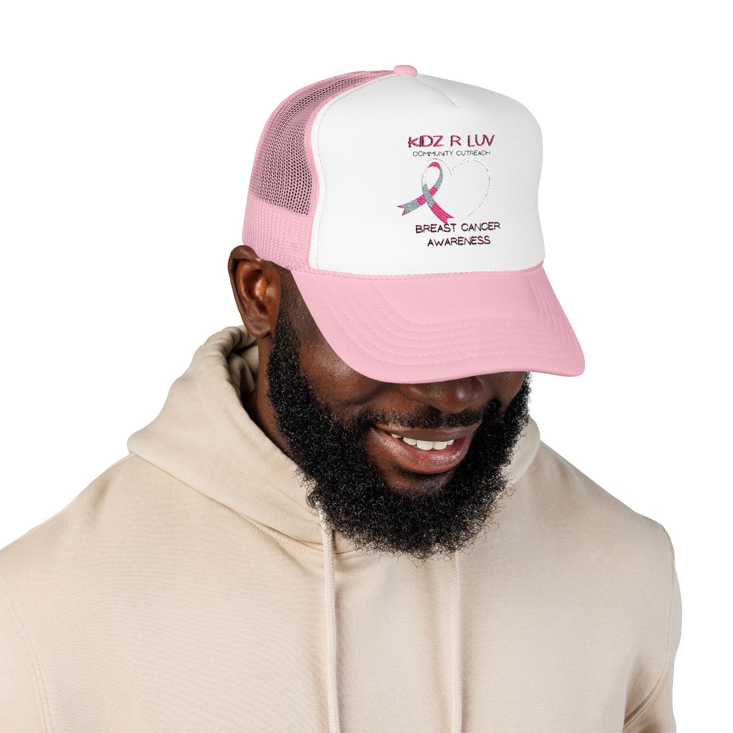 Pink Foam Trucker Hat for Breast Cancer Awareness, Community Outreach, Casual Cap, Gift for Her, Supportive Fashion